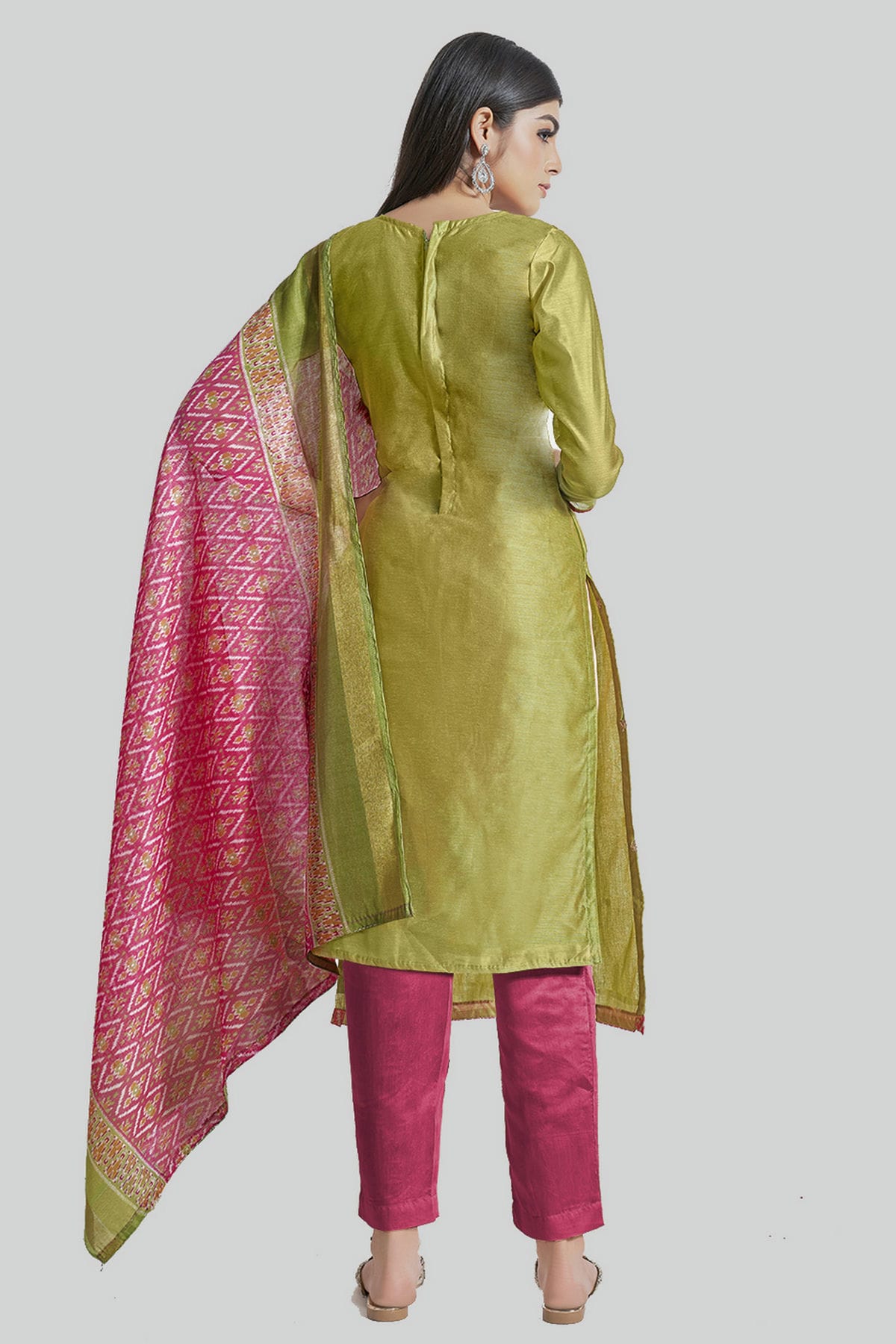 Light Green Colour Chanderi Silk Pant Style Suit VSSM1110607