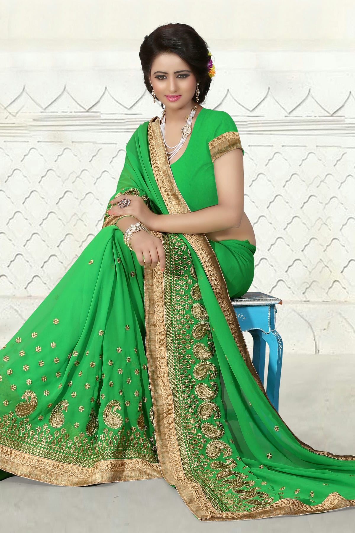 Light Green Colour Georgette Designer Saree VSLC1121546