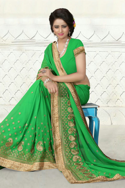 Light Green Colour Georgette Designer Saree VSLC1121546