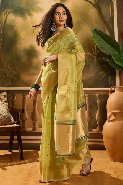 Light Green Colour Khadi Organza Traditional Saree VSSD1113870
