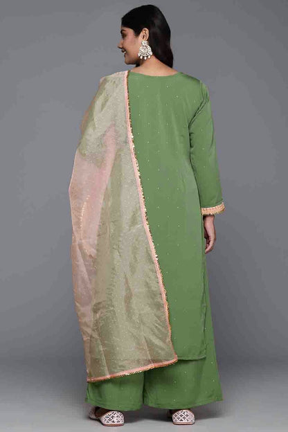 Light Green Colour Poly Crepe Stitched Palazzo Pant Suit VSSS1113800