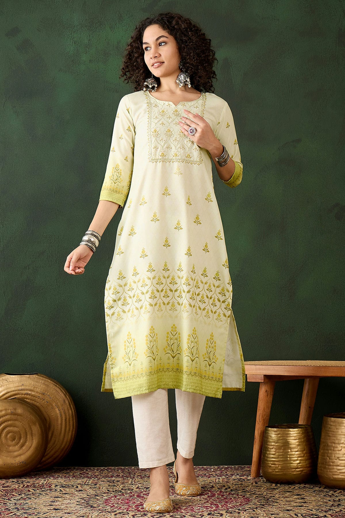 Light Green Colour Rayon Kurti