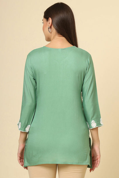 Light Green Colour Rayon Readymade Top VSTP1110855
