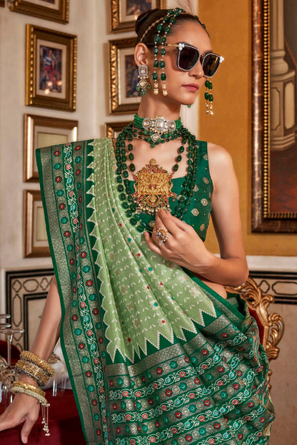 Light Green Colour Sigma Silk Patola Print Saree VSSD1290055