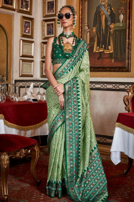 Light Green Colour Sigma Silk Patola Print Saree