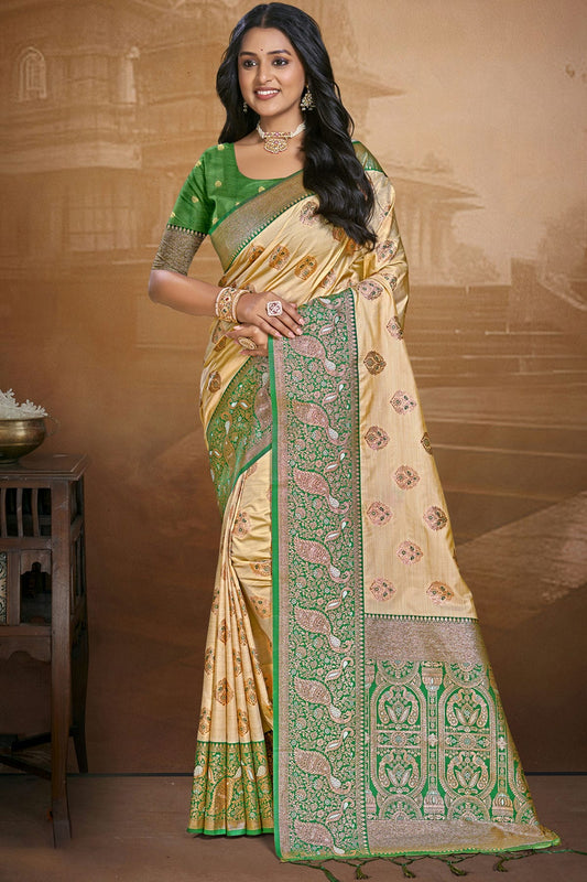 Light Green Colour Silk Woven Work Traditional Saree
