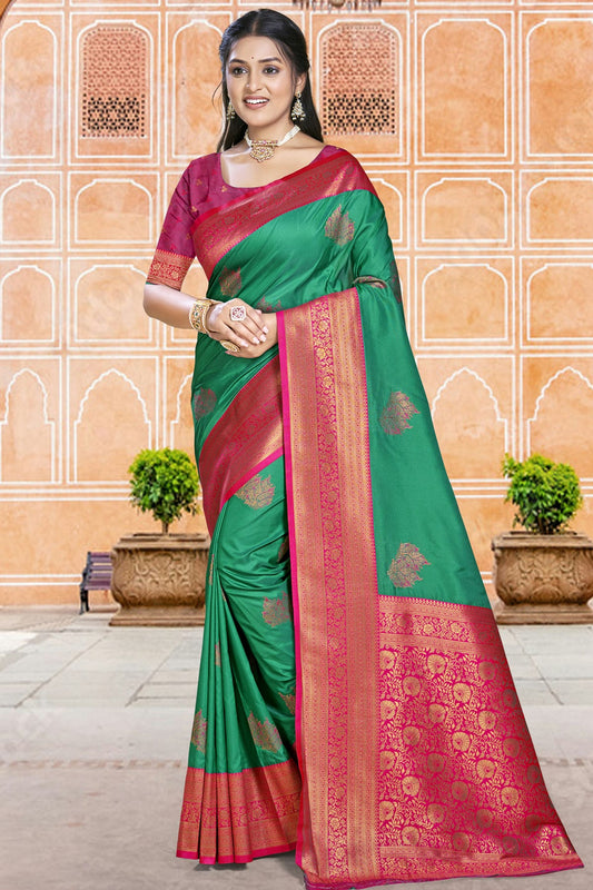 Light Green Colour Silk Woven Work Traditional Saree