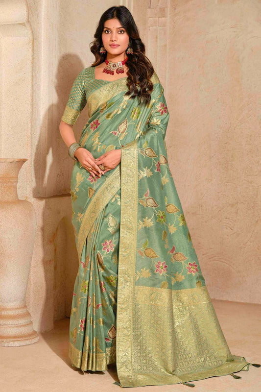 Light Green Colour Silk Zari Work Traditional Saree VSSD1113571