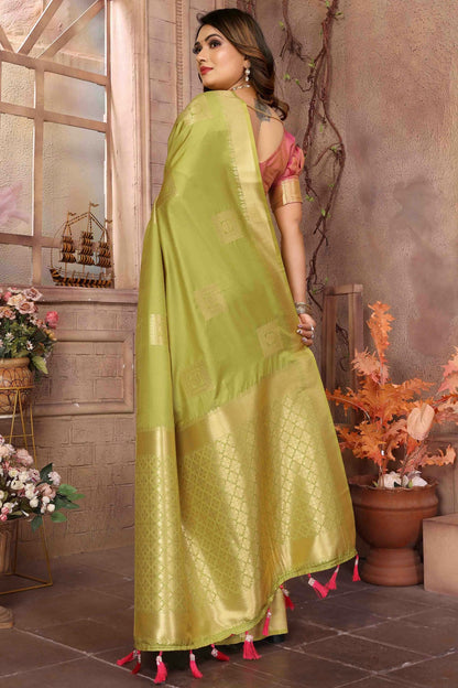 Light Green Colour Soft Silk Traditional Saree