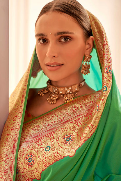 Light Green Colour Soft Silk Woven Work Saree VSSD1290070