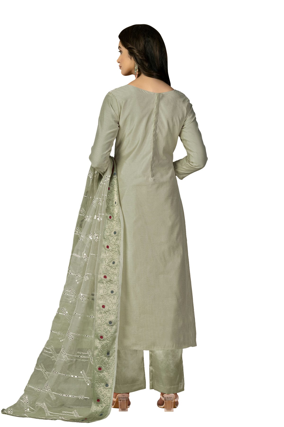 Light Green Colour Unstitched Modal Silk Fabric Straight Suit VSUS1160933