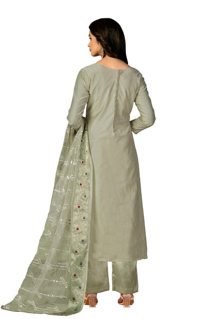 Light Green Colour Unstitched Modal Silk Fabric Straight Suit VSUS1160933