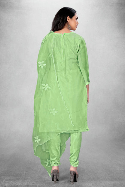 Light Green Colour Unstitched Organza Churidar Suit VSUS1160778