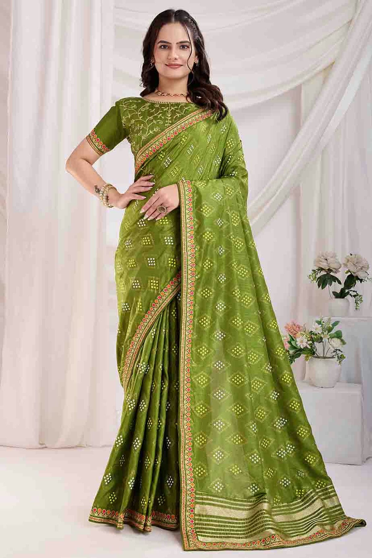 Light Green Colour Vichitra Silk Designer Saree VSSD1112868