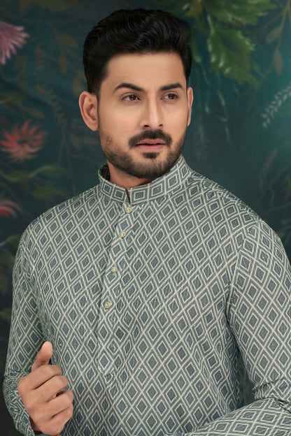 Light Grey Colour Rayon Kurta Pajama VSKP1040492