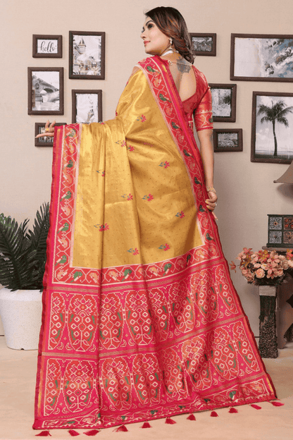 Light Mustard Colour Woven Work Pure Banarasi Tissue Silk Traditional Saree