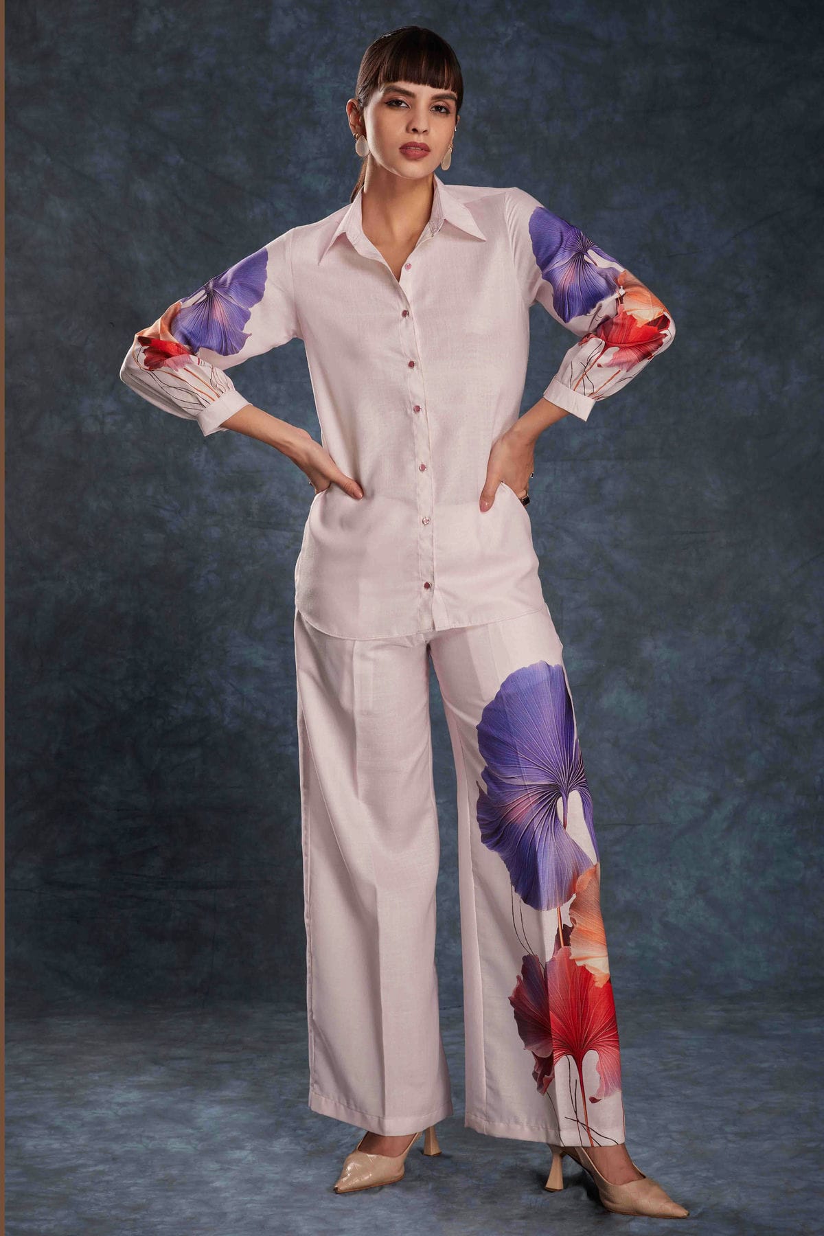 Light Pink Colour Linen Co-Ord Set VSTP1080950