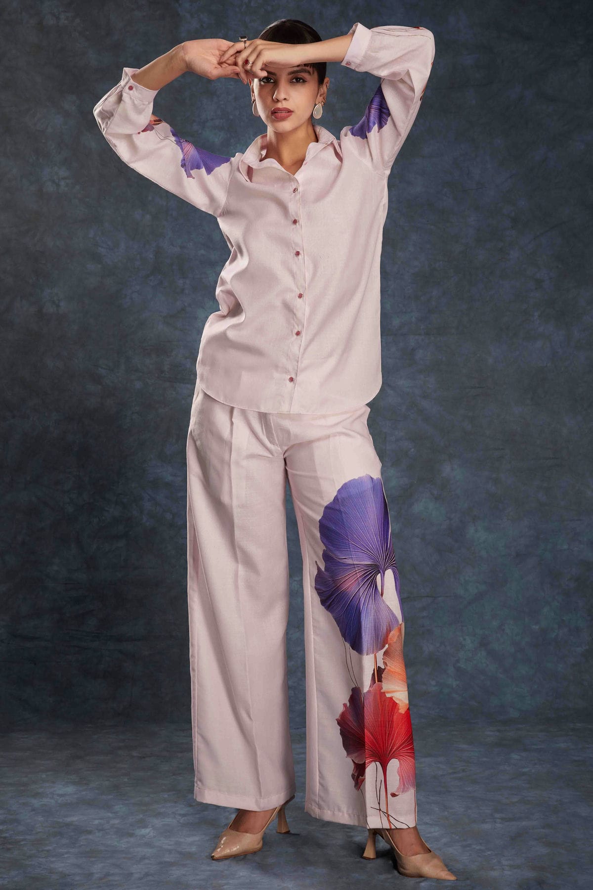 Light Pink Colour Linen Co-Ord Set VSTP1080950