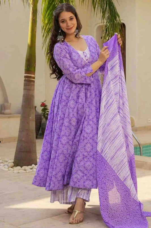 Light Purple Colour Muslin Stitched Suit VSSS1112970