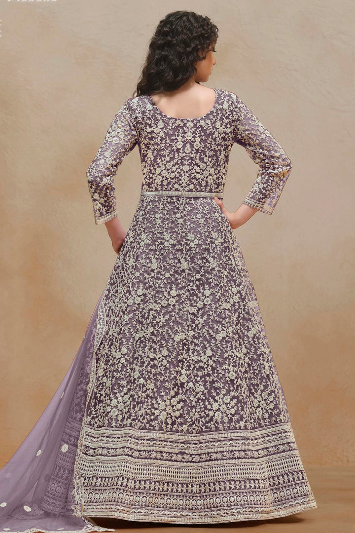 Dark Purple Anarkali style Anarkali Semi-Stitched Suits main image 0