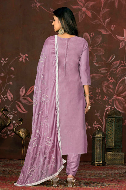 Light Purple Colour Unstitched Modal Cotton Pant Style Suit VSUS1161250