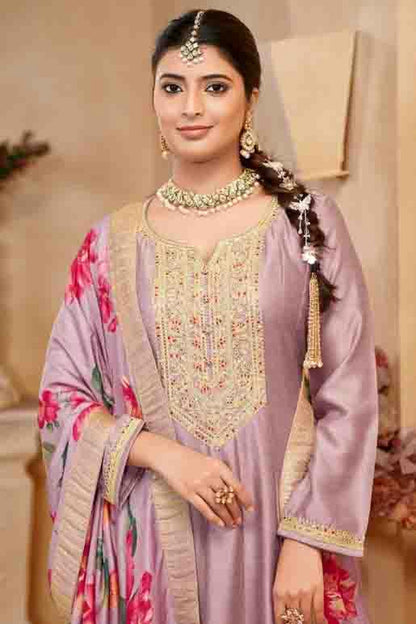 Light Purple Colour Vichitra Silk Anarkali Suit VSSM1112945