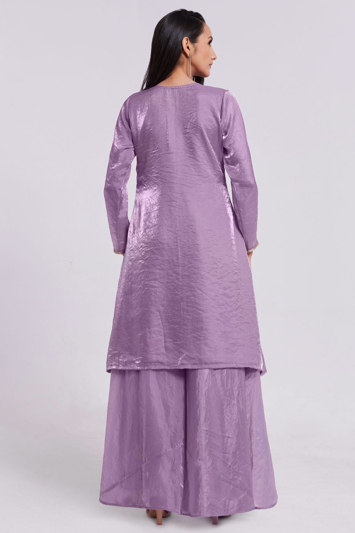 Lilac Colour Pure Organza Indo Western Dress VSTP1080913