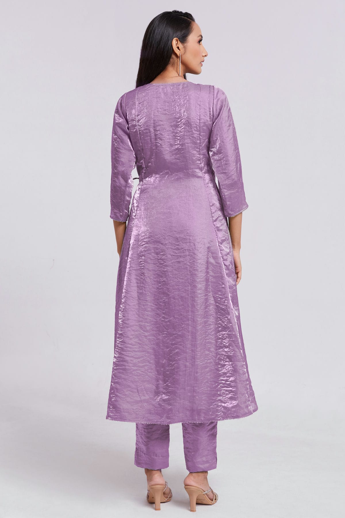 Lilac Colour Pure Organza Indo Western Dress VSTP1080916