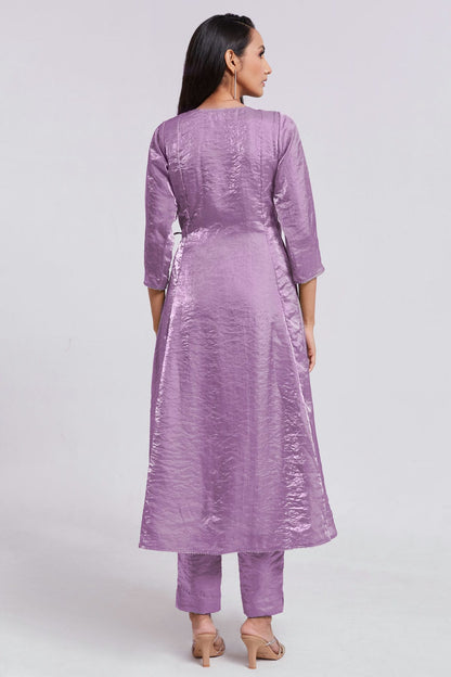 Lilac Colour Pure Organza Indo Western Dress VSTP1080916