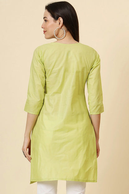 Lime Green Colour Cotton Readymade Top VSTP1110877