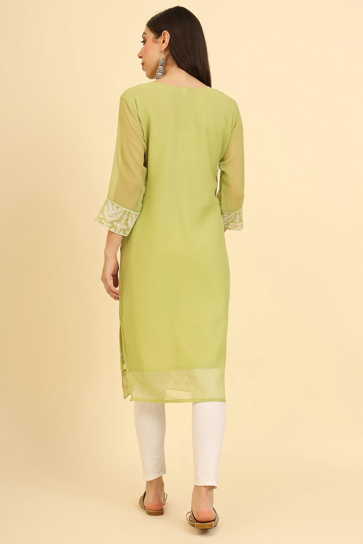 Lime Green Colour Georgette Kurti VSKR1111230