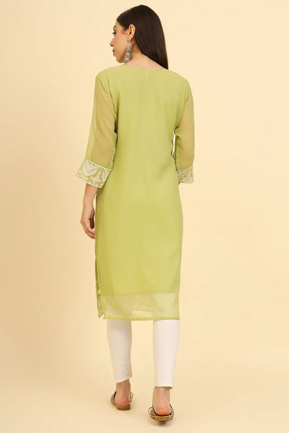 Lime Green Colour Georgette Kurti VSKR1111230