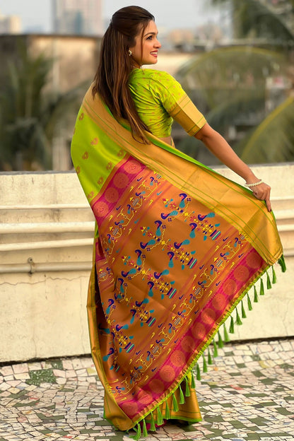 Lime Green Colour Soft Silk Traditional Saree VSSD1111616
