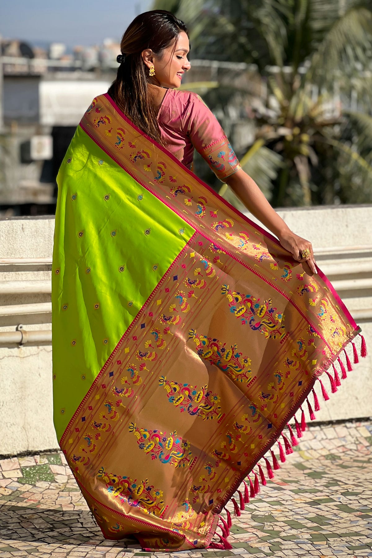 Lime Green Colour Soft Silk Traditional Saree VSSD1111776