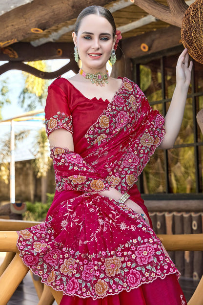 Magenta Colour Burberry Silk Designer Saree VSSD1121857