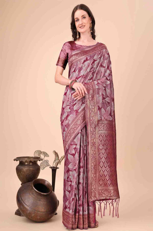 Magenta Colour Cotton Printed Traditional Sarees VSSD1113770