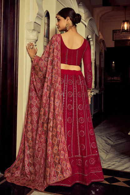 Magenta Colour Embroidery Georgette Lehenga Choli VSLD1080774