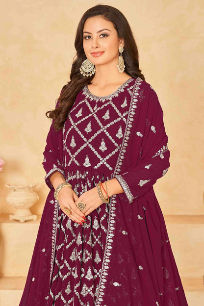 Magenta Colour Faux Georgette Anarkali Suit VSSM1050728