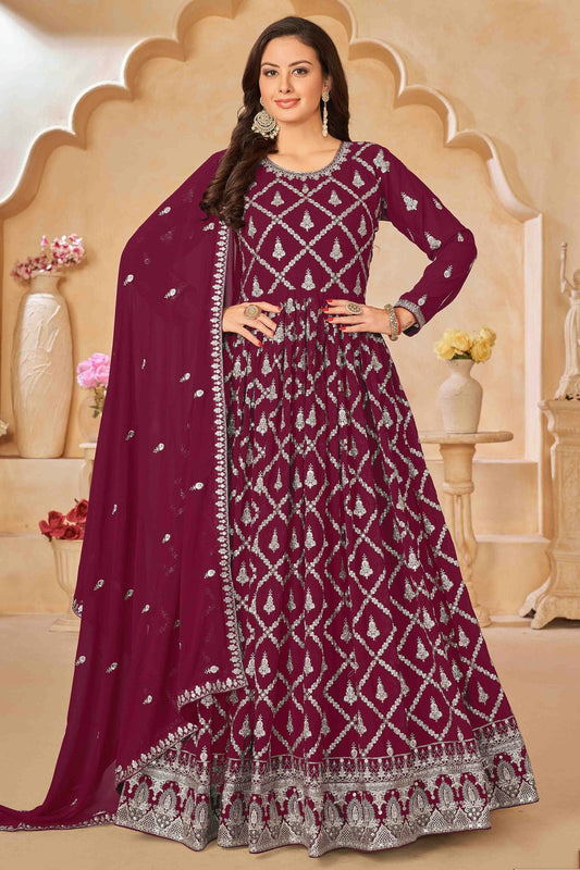 Magenta Colour Faux Georgette Anarkali Suit VSSM1050728