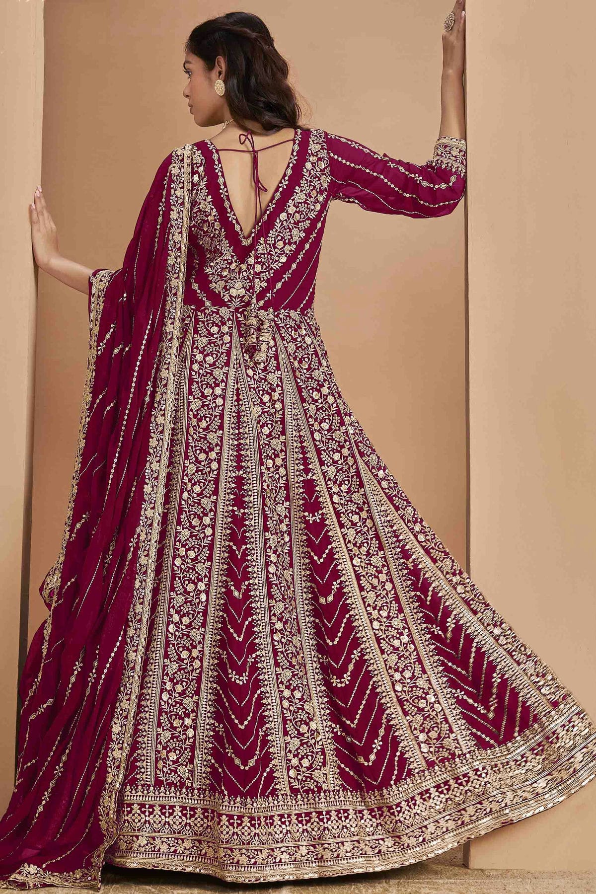 Magenta Colour Faux Georgette Anarkali Suit VSSM1050738