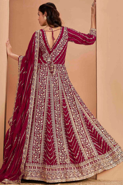 Magenta Colour Faux Georgette Anarkali Suit VSSM1050738