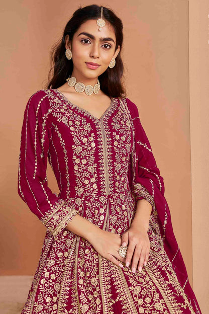 Magenta Colour Faux Georgette Anarkali Suit VSSM1050738