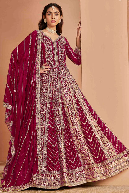 Magenta Colour Faux Georgette Anarkali Suit VSSM1050738