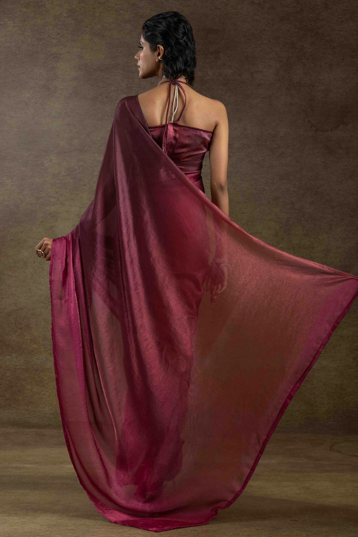 Magenta Colour Fendi Satin Silk Ready To Wear Saree VSSD1122020
