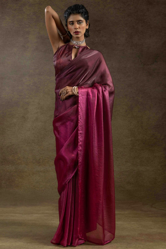 Magenta Colour Fendi Satin Silk Ready To Wear Saree VSSD1122020
