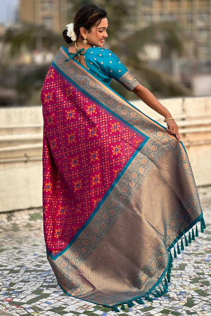 Magenta Colour Meenakari Work Patola Silk Traditional Sarees VSSD1113386