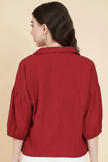 Maroon Colour Boxy Readymade Top VSTP1110820