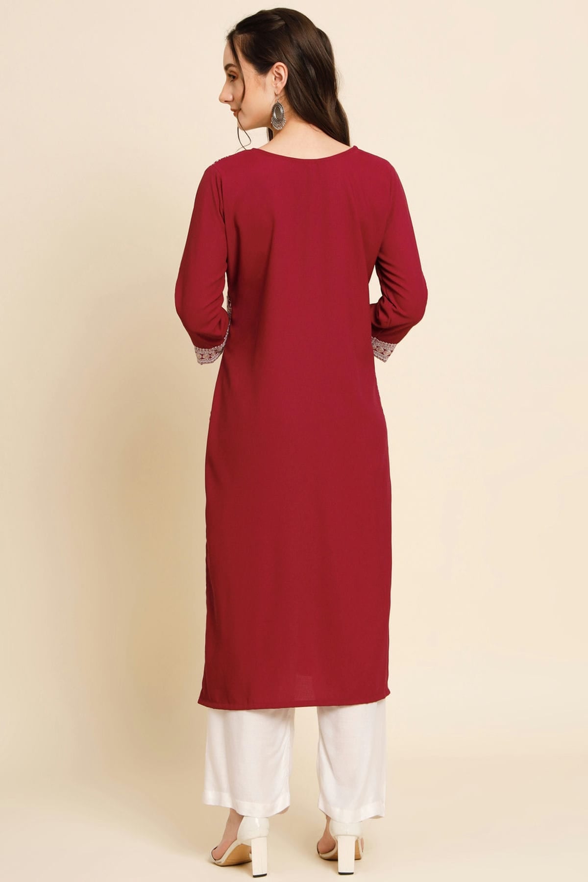 Maroon Colour Butter Crepe Kurti VSKR1111027