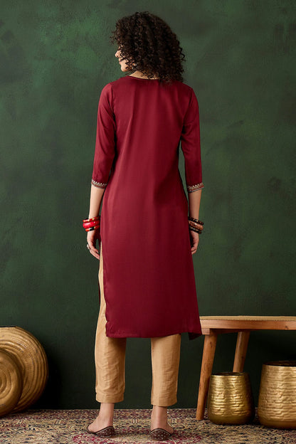Maroon Colour Chinon Kurti VSKR1111272