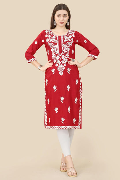 Maroon Colour Chinon Silk Kurti